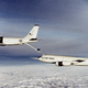 Passing the torch—and some fuel. During a test flight, a KC-135A Stratotanker refuels the prototype KC-135R, fitted with new high-bypass turbofan engines, in 1982 (US Air Force)